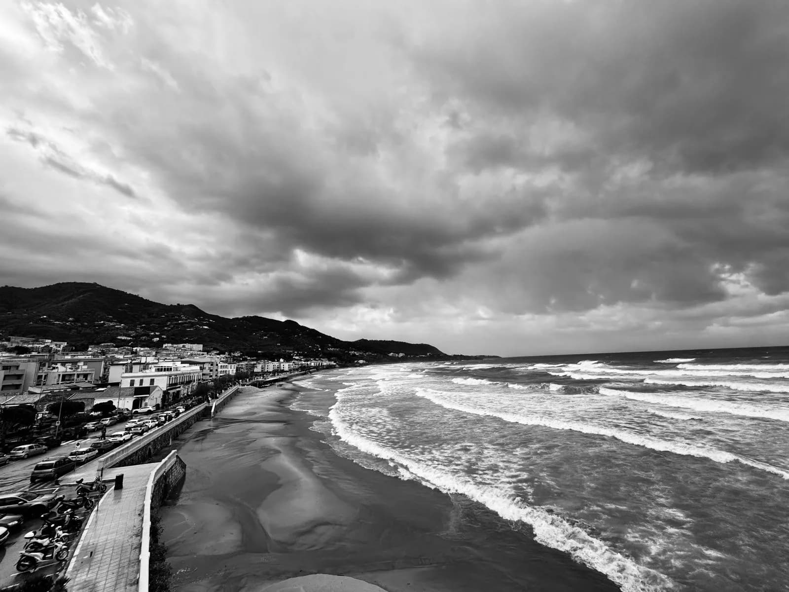 Stormy sea and cliff near Cefalù, Sicily